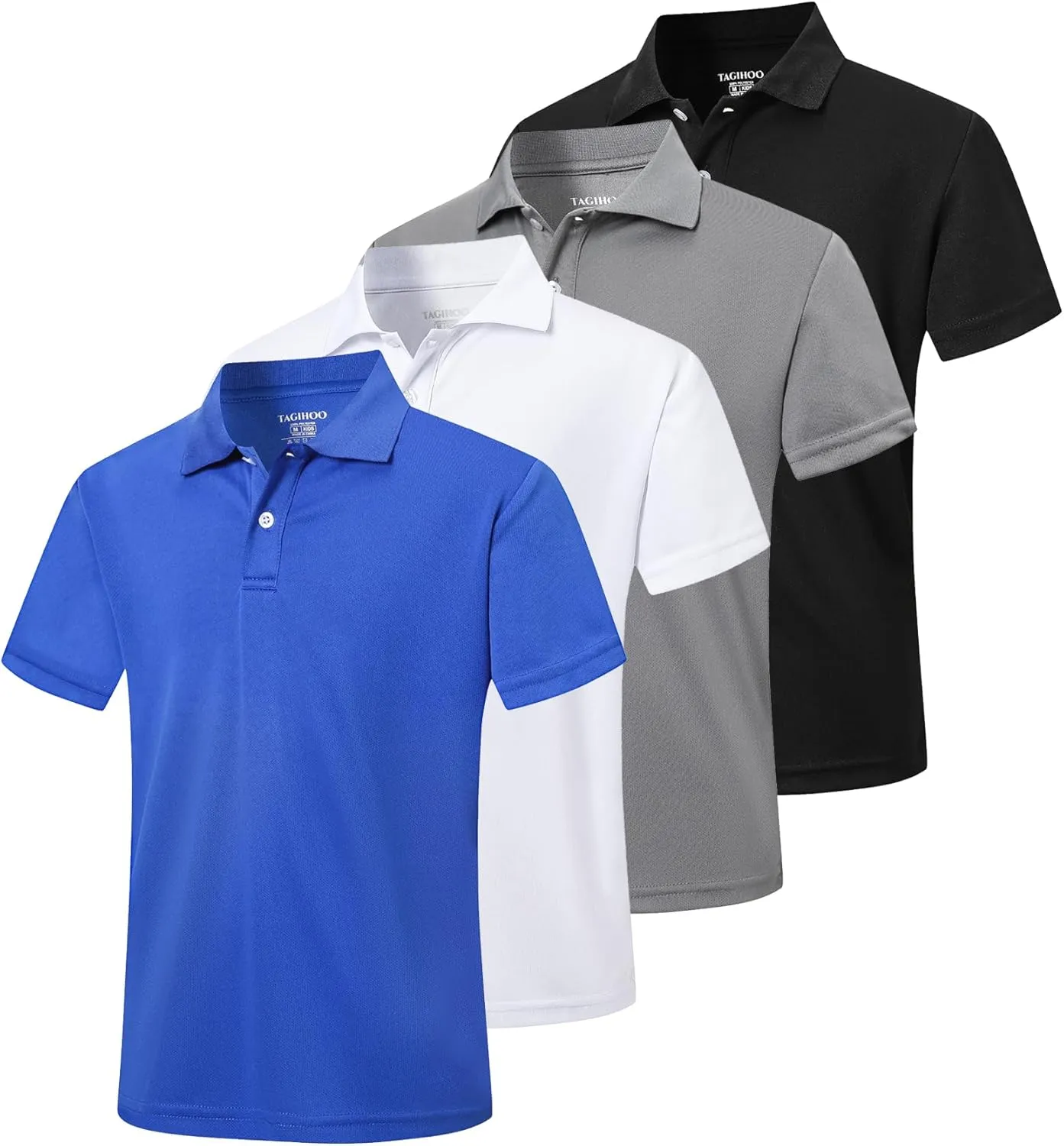 4 Pack Boys Mesh Athletic Polo Shirt Quick Dry Golf Moisture Wicking Active Short Sleeve for Youth