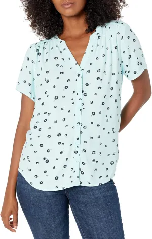 Amazon Essentials Women's Relaxed-Fit Short-Sleeve Woven Blouse