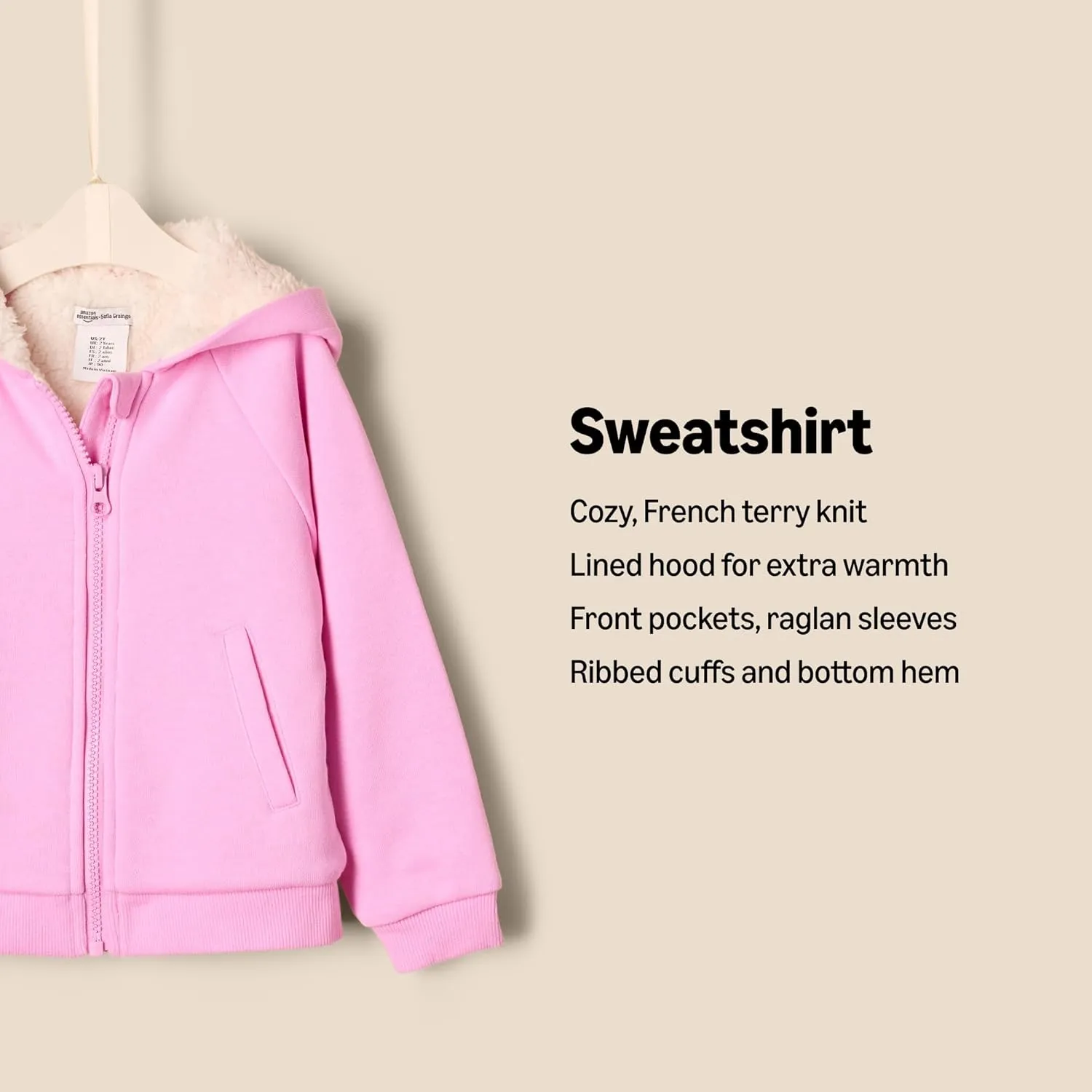 Amazon Essentials x Sofia Grainge Unisex Toddlers and Babies' Zip Hoodie Sweatshirt