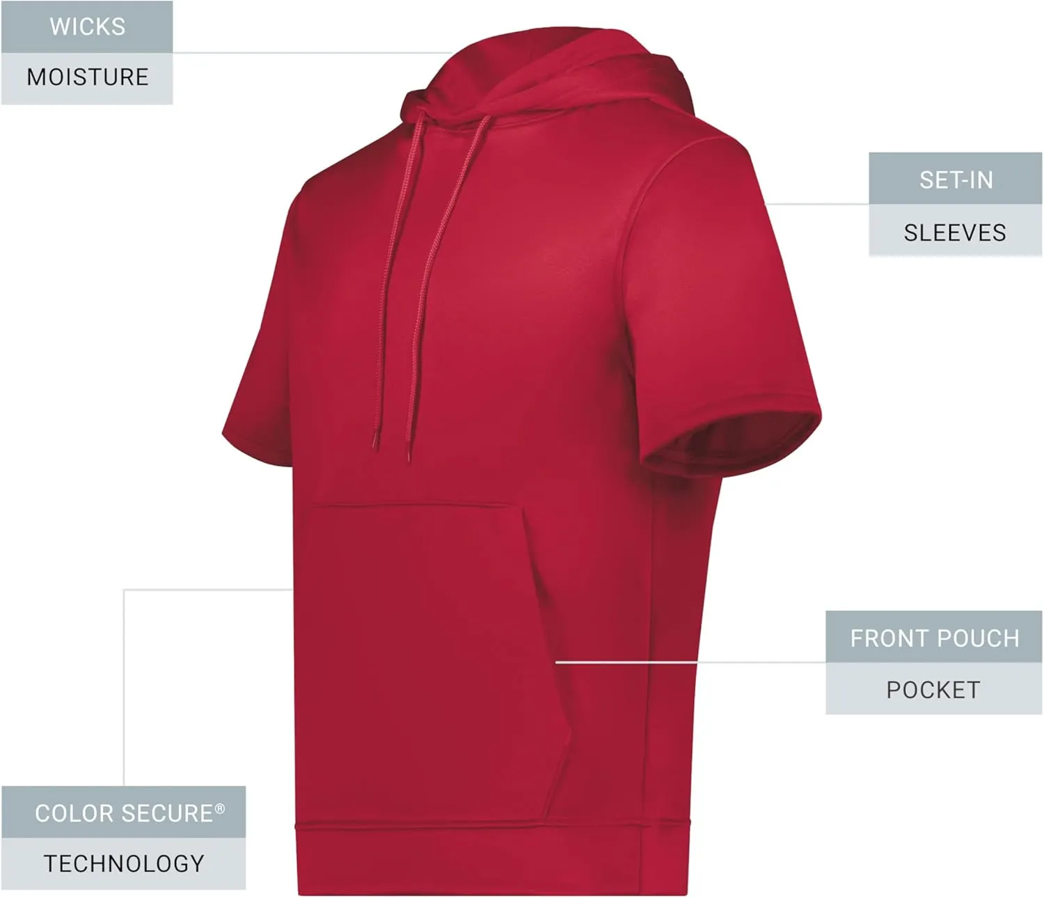 Augusta Sportswear Men's Wicking Fleece Short Sleeve Hoodie