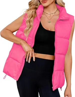 Century Star Puffer Vest for Women's Outerwear Vests Puffy Oversized 2024 Quilted Vest Tops Jackets Coat with Pockets