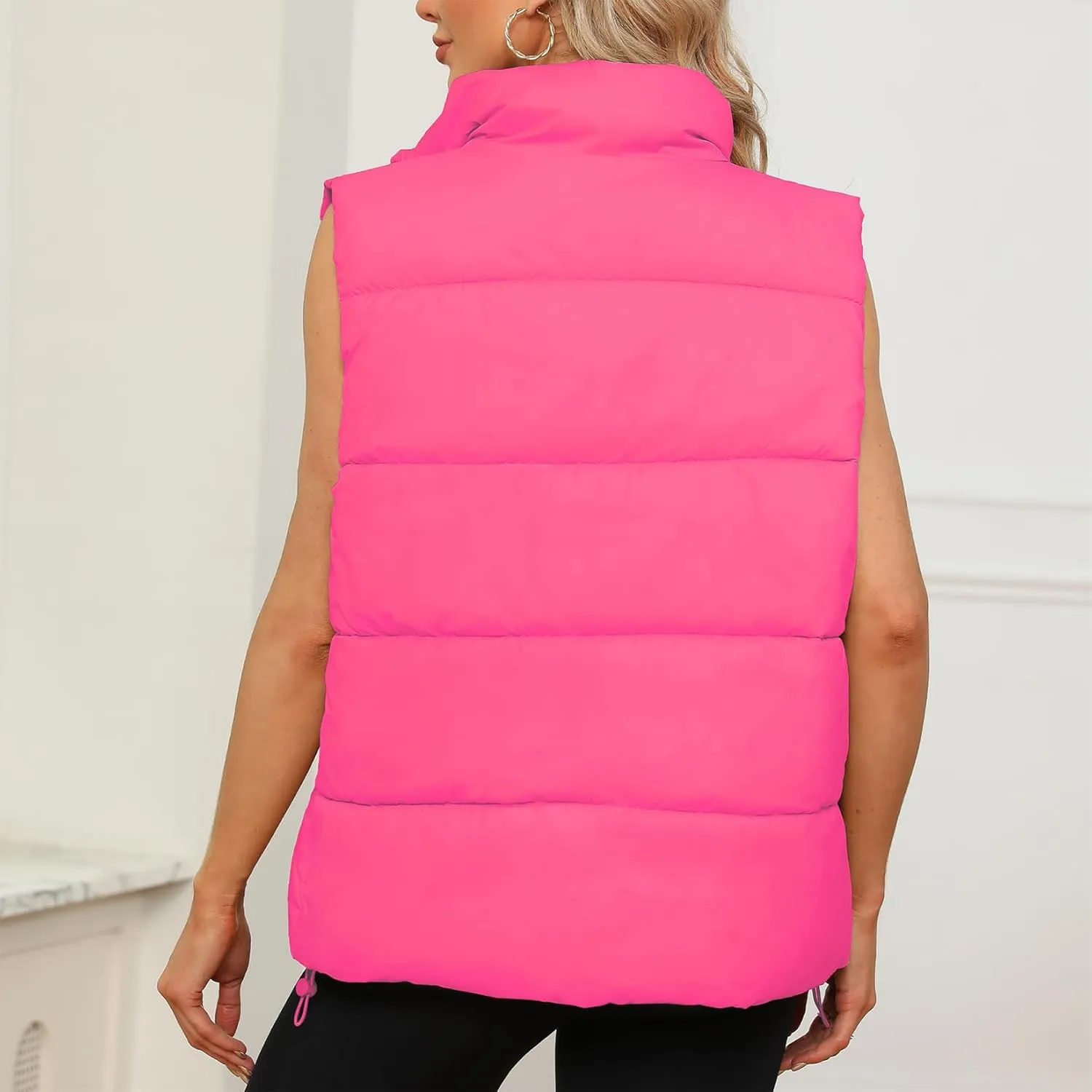 Century Star Puffer Vest for Women's Outerwear Vests Puffy Oversized 2024 Quilted Vest Tops Jackets Coat with Pockets