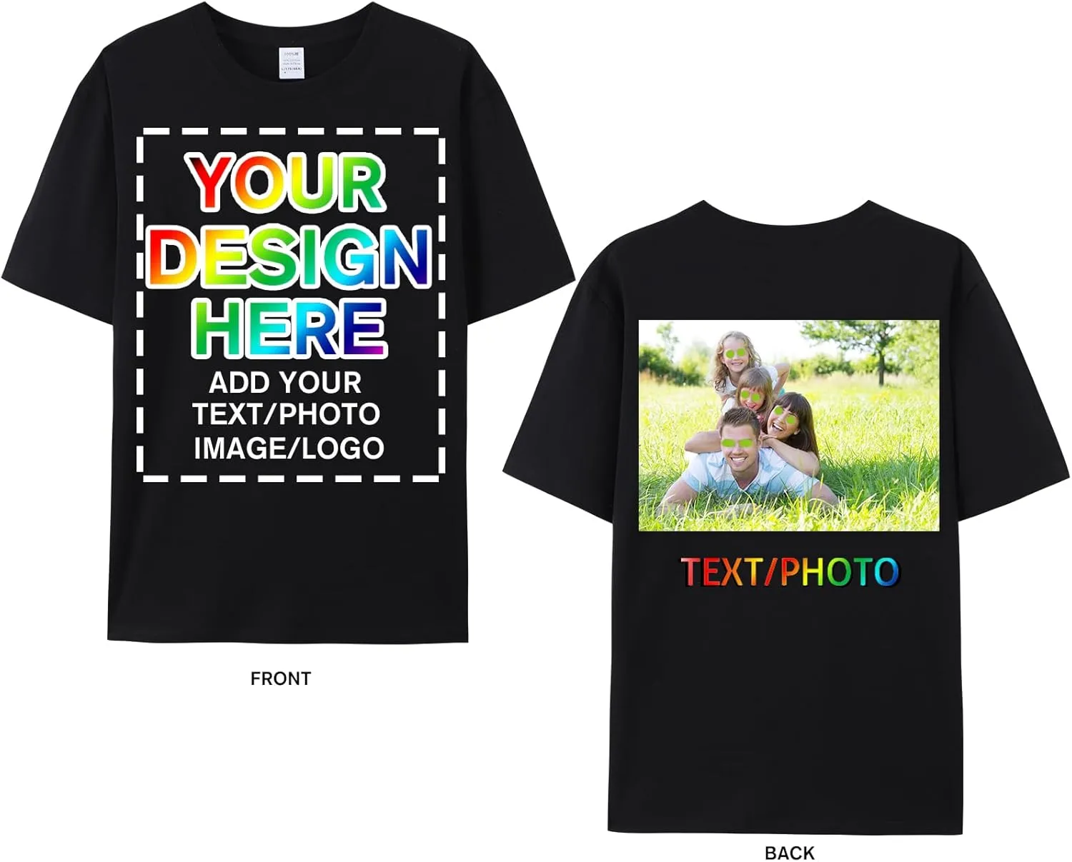 Custom Your Own Shirts with Photo Text & Logo - Personalized Tee Shirt for Men Women & Kids - Custom Personalized T Shirt