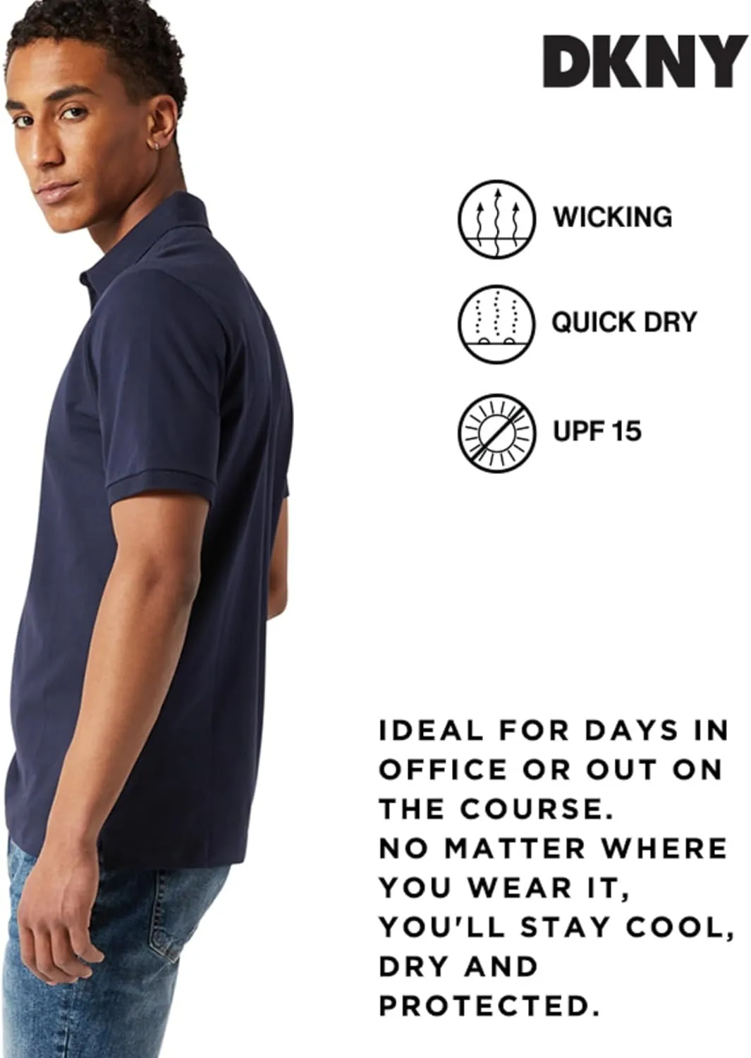 DKNY Polo Shirts for Men - Soft Stretch Casual Cotton Mens Polo Shirts | Modern Fit Short Sleeve Mens Polos