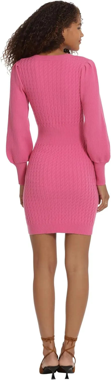 Donna Morgan Mixed Cable Knit Fall Winter Sweater Dresses for Women