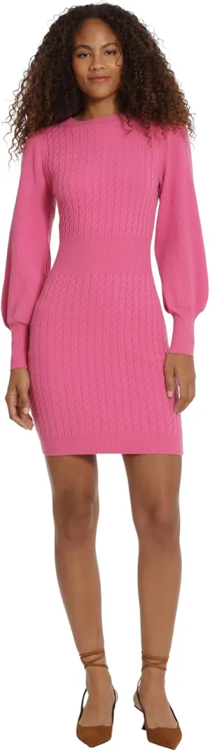 Donna Morgan Mixed Cable Knit Fall Winter Sweater Dresses for Women
