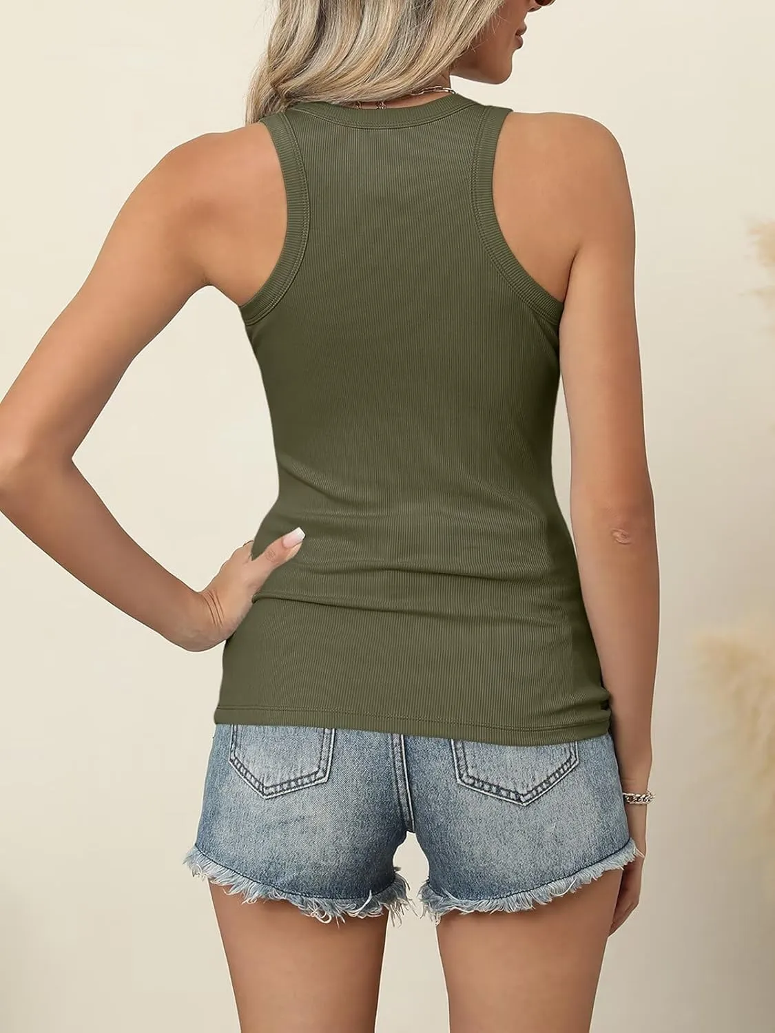 EADINVE Women's Scoop Neck Ribbed Tank Top Summer Basic Sleeveless Racerback Slim Fit Tops Shirts 2025