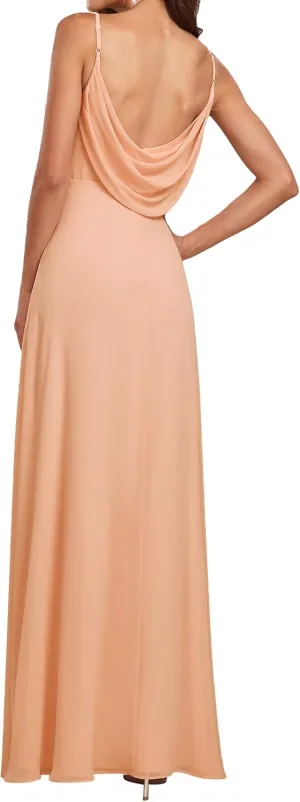 Ever-Pretty Women's Sexy Spaghetti Straps Cowl Back Empire Waist A Line Pleated Chiffon Bridesmaid Dress 80026-PH