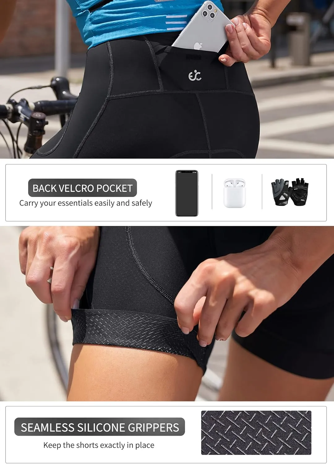 Ewedoos Padded Bike Shorts Women 4D Padding Cycling Shorts with Pocket Road Mountain Ride Womens Biking Bicycle Biker Shorts