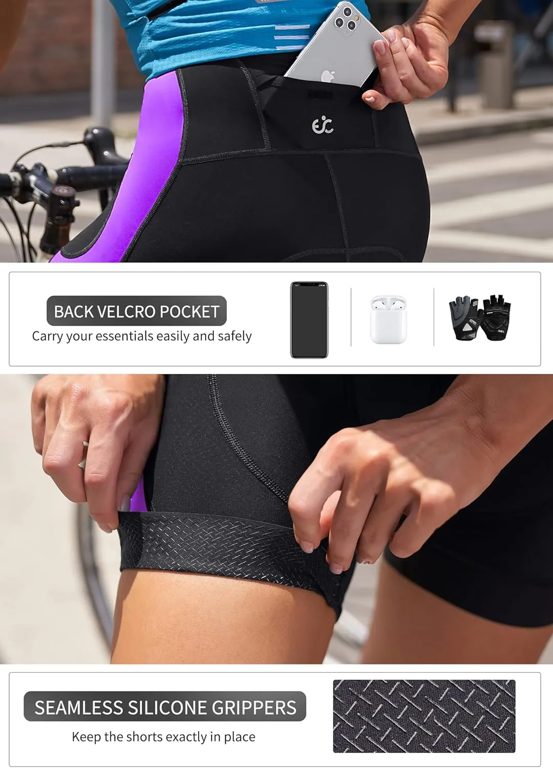 Ewedoos Padded Bike Shorts Women 4D Padding Cycling Shorts with Pocket Road Mountain Ride Womens Biking Bicycle Biker Shorts