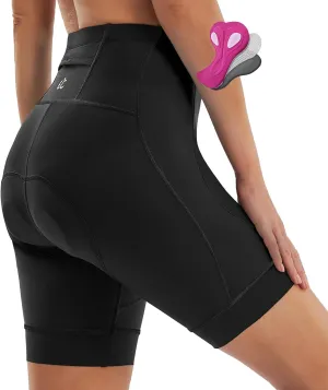 Ewedoos Padded Bike Shorts Women 4D Padding Cycling Shorts with Pocket Road Mountain Ride Womens Biking Bicycle Biker Shorts
