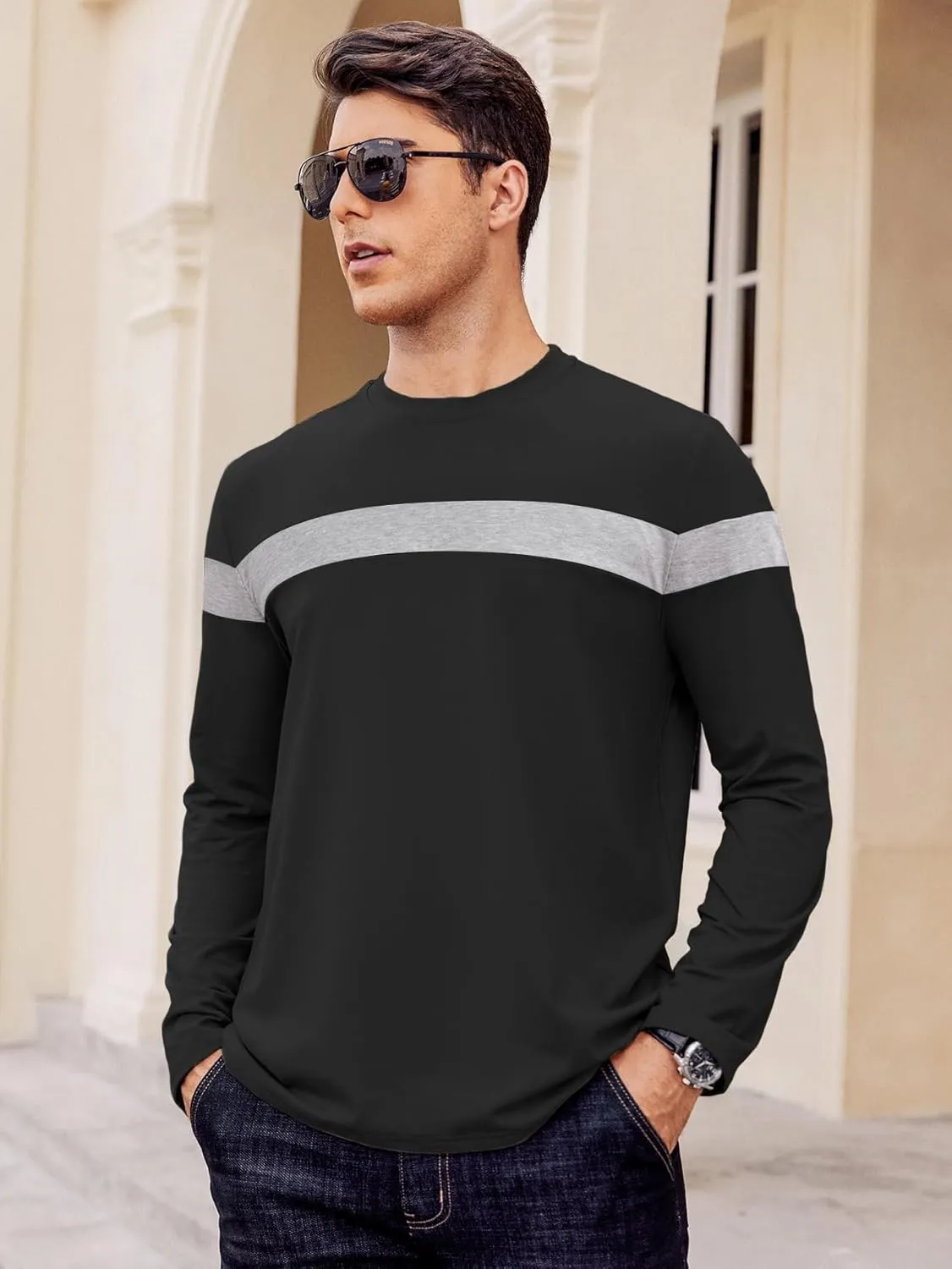 Hardaddy Men's Striped Polo Shirt Short Sleeve Casual Color Block Graphic Tee Collared Golf Shirts for Men