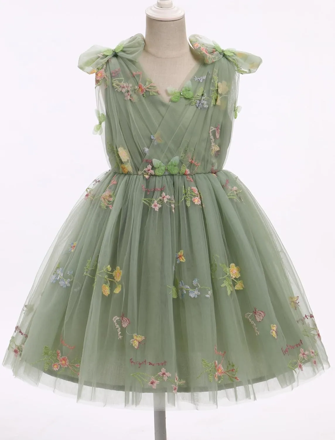 IMEKIS Toddler Kids Girls Butterfly Dress Sparkle Sequins Tulle Wedding Formal Birthday Dresses 2-10T