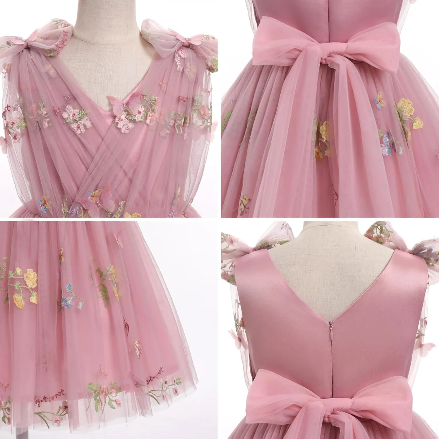 IMEKIS Toddler Kids Girls Butterfly Dress Sparkle Sequins Tulle Wedding Formal Birthday Dresses 2-10T