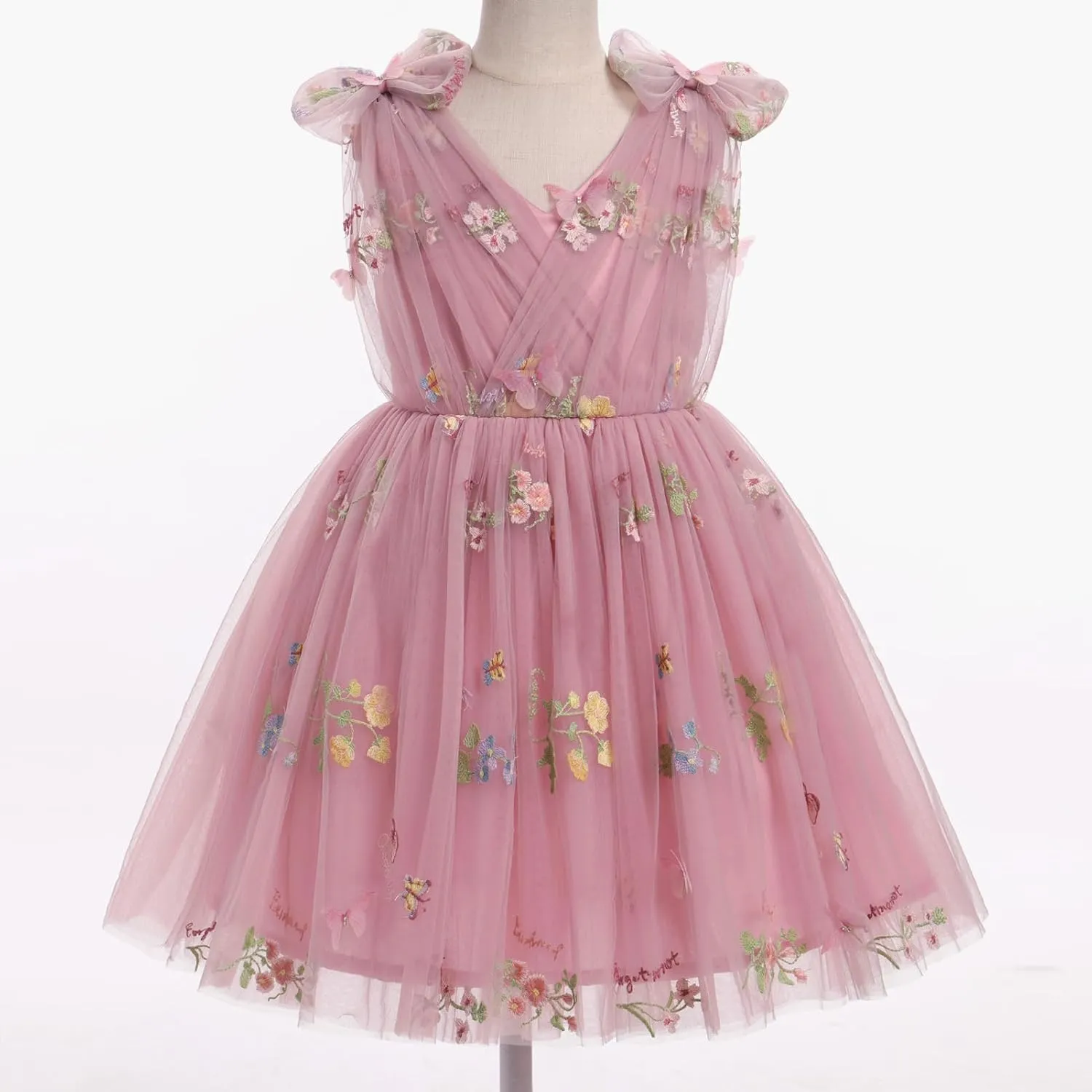 IMEKIS Toddler Kids Girls Butterfly Dress Sparkle Sequins Tulle Wedding Formal Birthday Dresses 2-10T