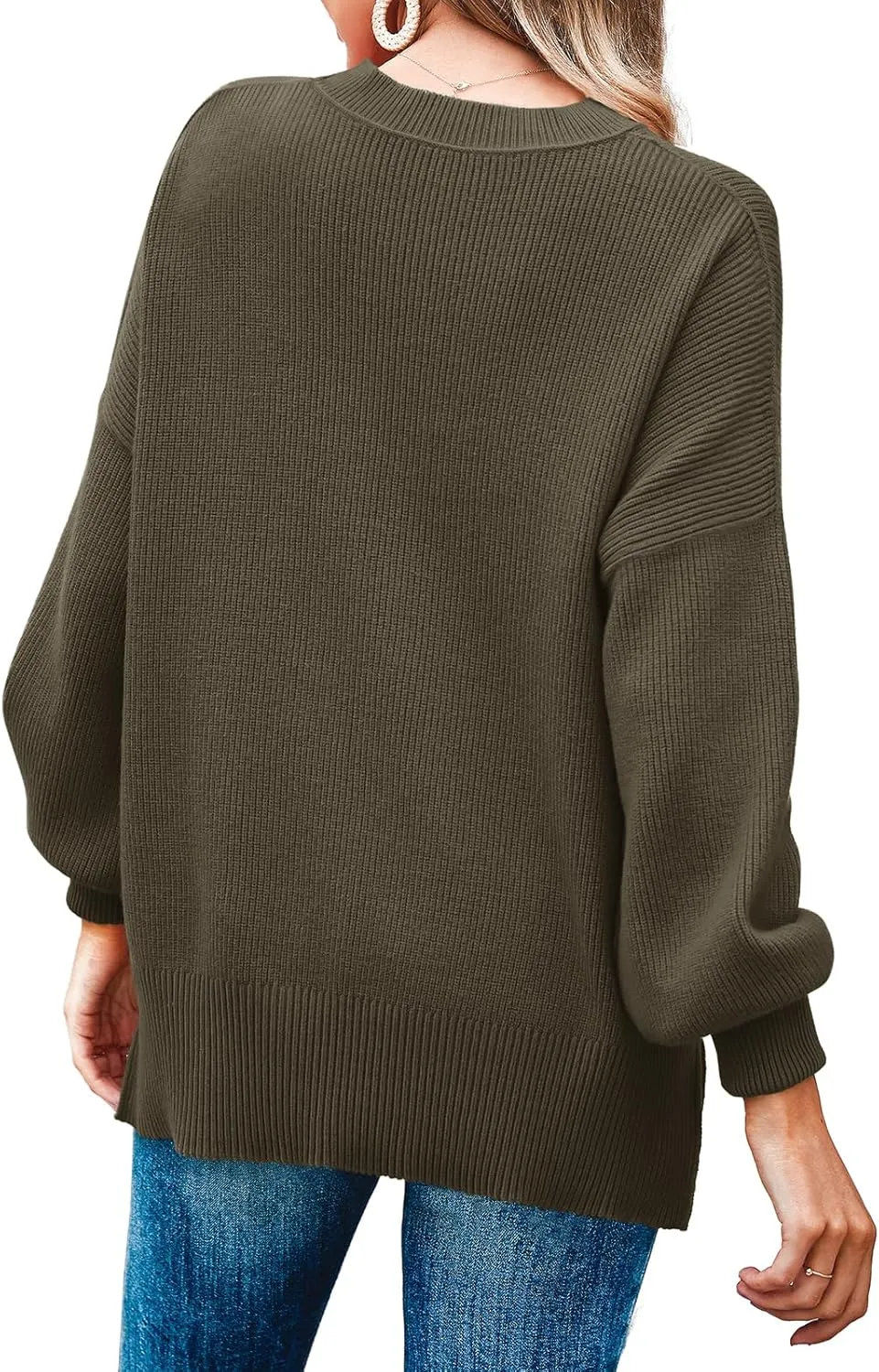 Imily Bela Womens Oversized Tunic Sweaters Fall Slouchy Long Sleeve Ribbed Knit Side Slit Pullover Jumper