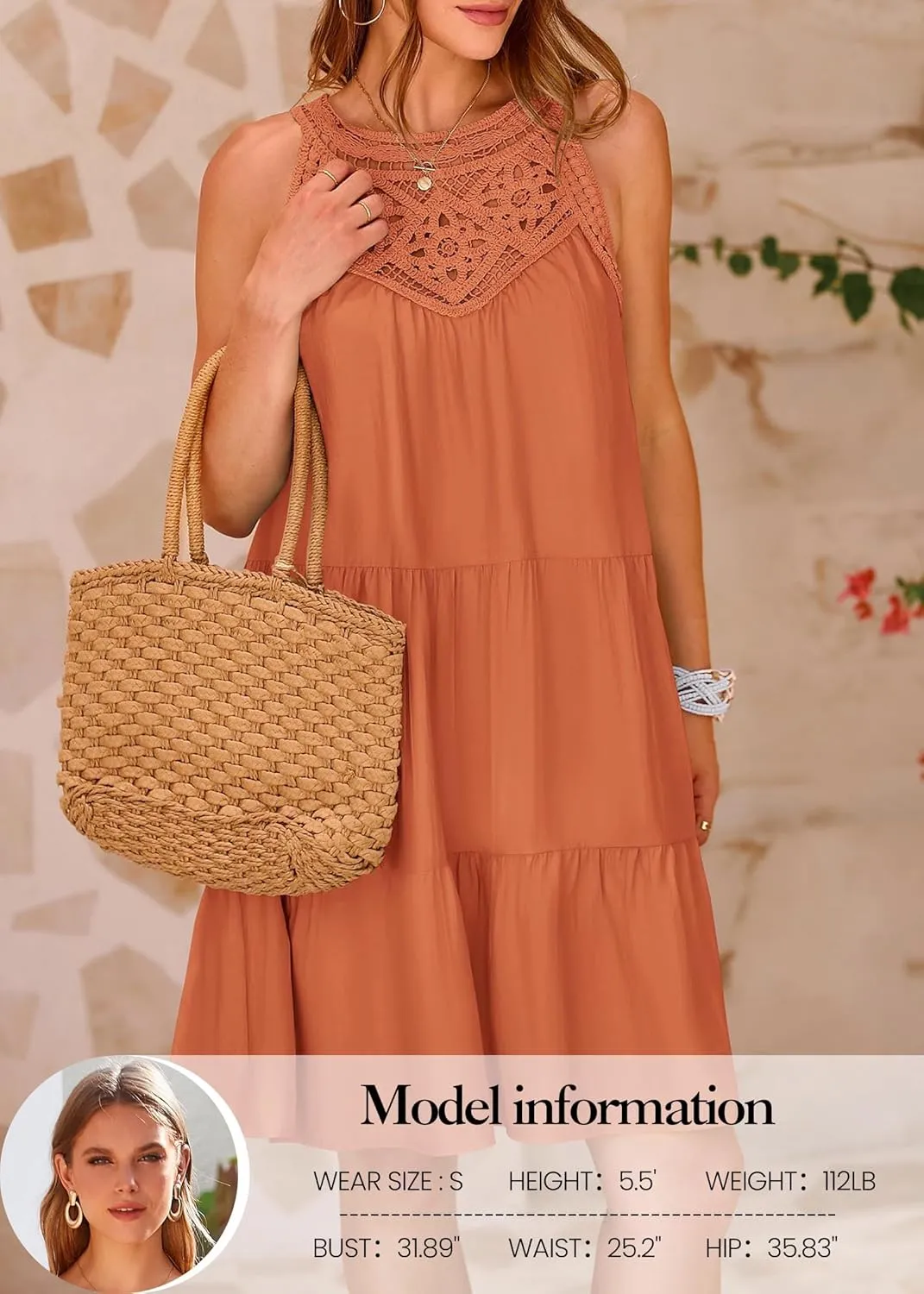 KIRUNDO Womens Summer Casual Sleeveless Halter Sundress 2025 Hollow Out Tiered Swing A Line Mini Beach Vacation Dresses