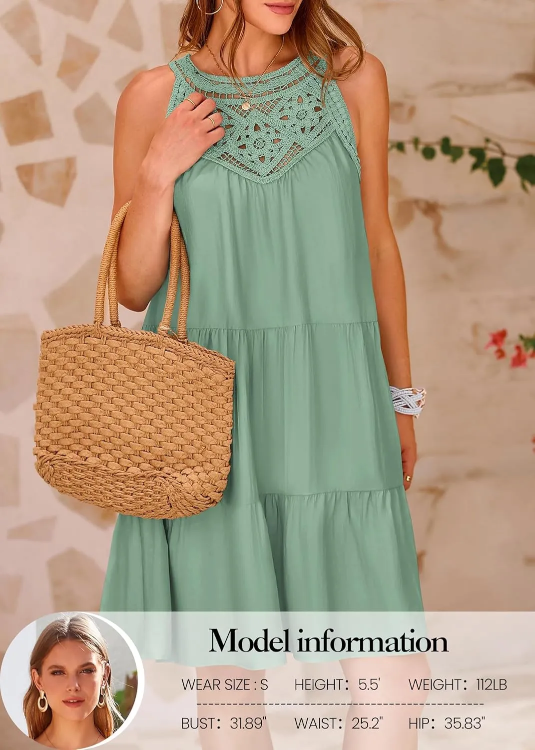KIRUNDO Womens Summer Casual Sleeveless Halter Sundress 2025 Hollow Out Tiered Swing A Line Mini Beach Vacation Dresses
