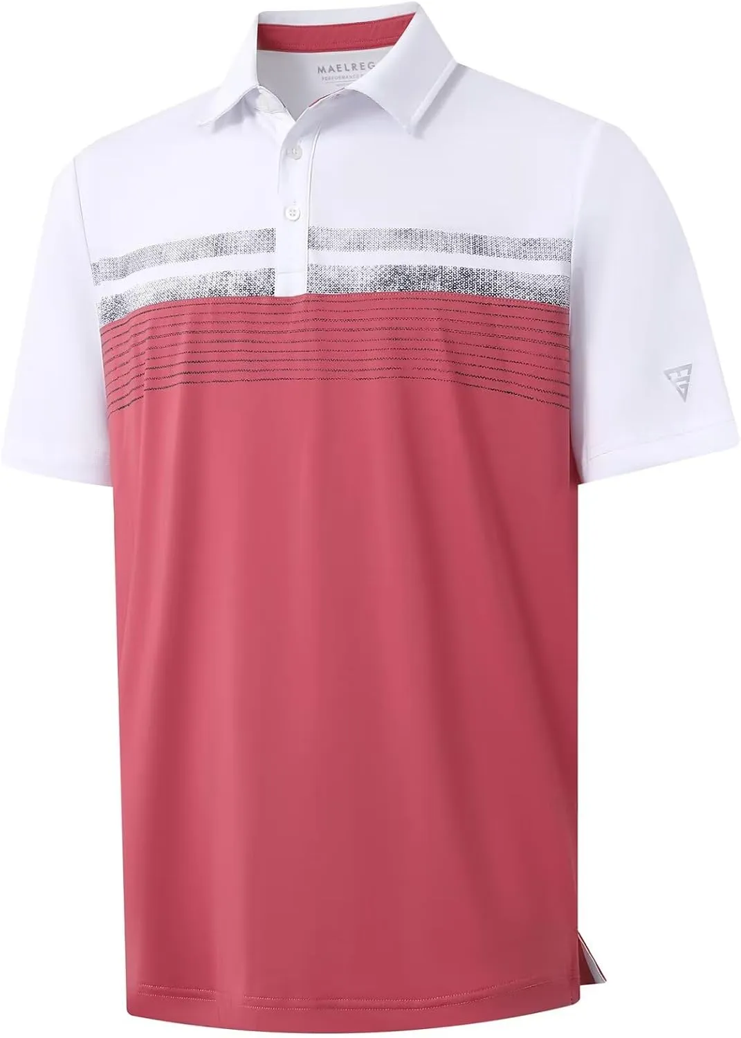 M MAELREG Golf Shirts for Men Dry Fit Performance Chest Print Color Block Moisture Wicking Casual Short Sleeve Polo Shirts