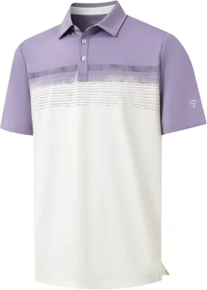 M MAELREG Golf Shirts for Men Dry Fit Performance Chest Print Color Block Moisture Wicking Casual Short Sleeve Polo Shirts