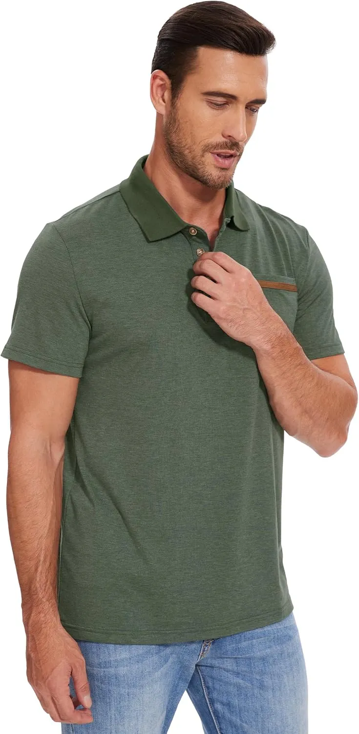 Men's Casual Polo Shirts Classic Button Basic Short Sleeve Shirt Solid Color Tees Golf Stylish Tops,Sizes S-4x