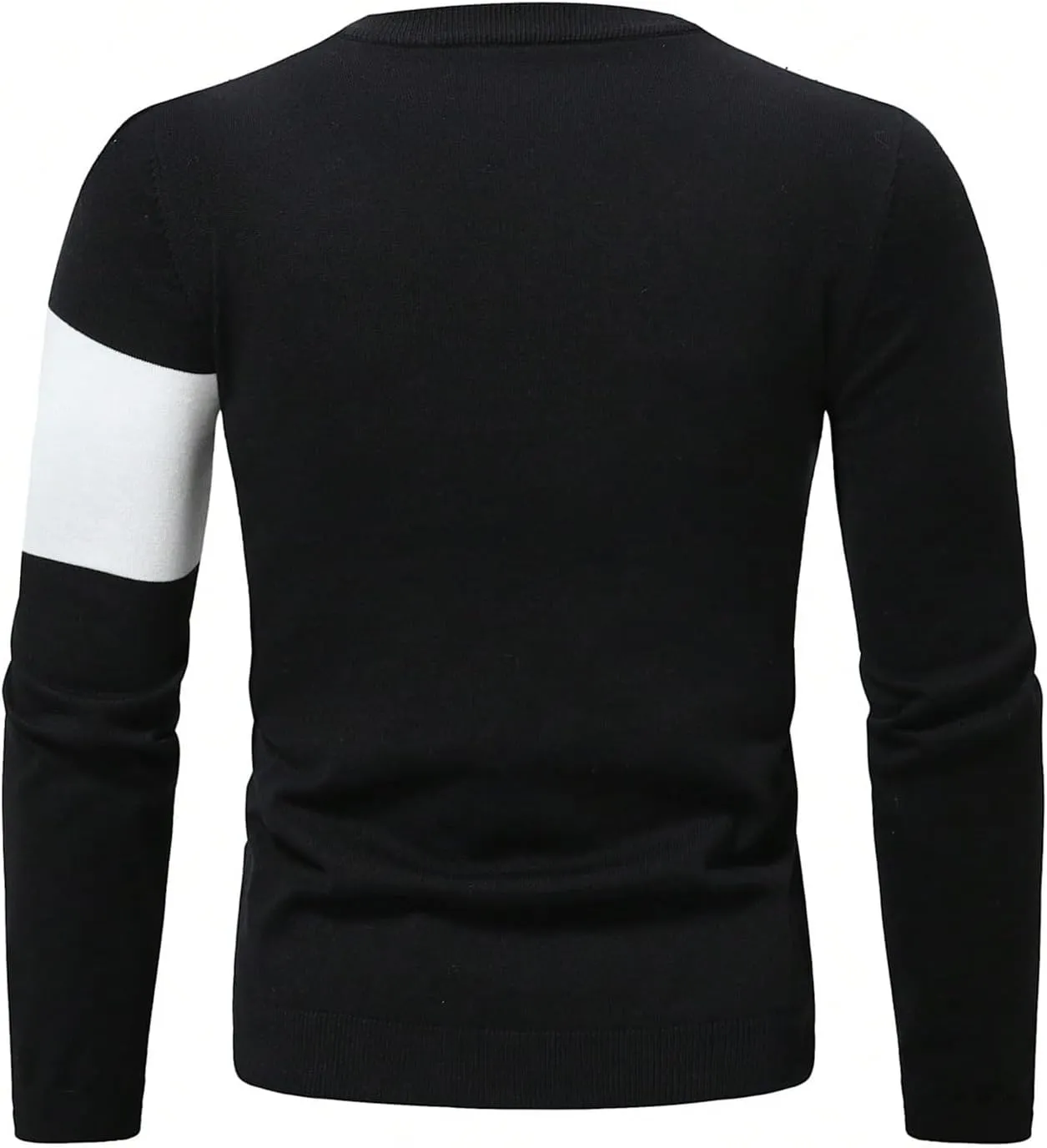 Men's Color Block Pullover Sweaters Crew Neck Long Sleeve Casual Knitwear Fall Tops