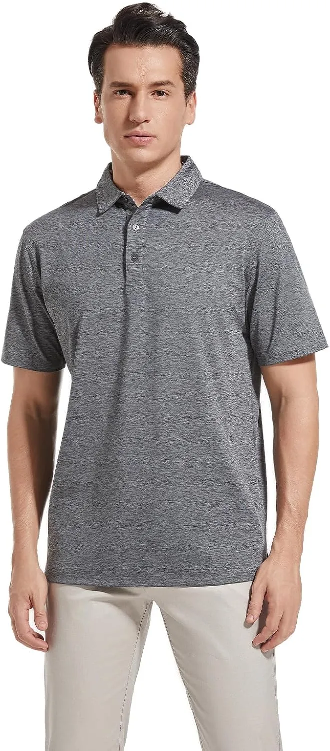 Men's Quick Dry Golf Polo Shirt Moisture Wicking Performance Short Sleeve Athletic Golf Shirts for Men