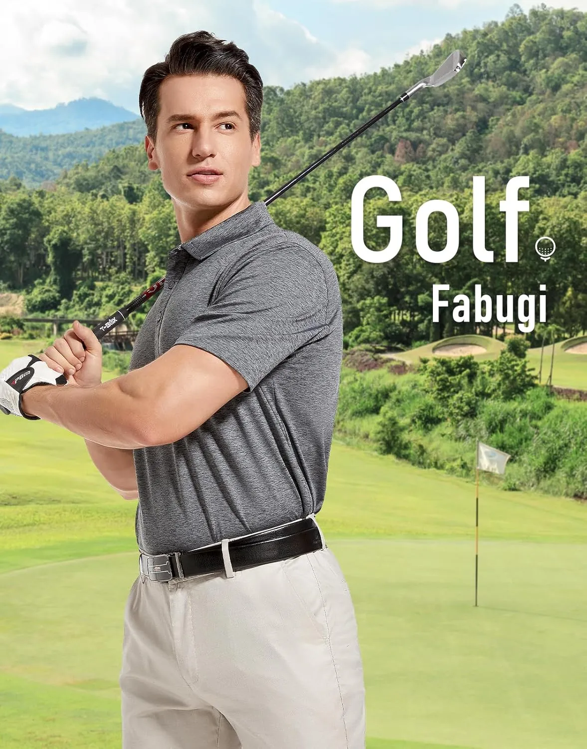Men's Quick Dry Golf Polo Shirt Moisture Wicking Performance Short Sleeve Athletic Golf Shirts for Men