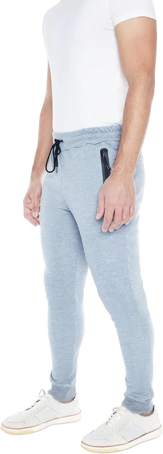 Mens Sweatpants 3- Pack Active Athletic Joggers with Zipper Pocket and Drawstring