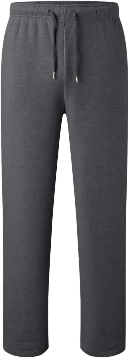 Mens Sweatpants Baggy Straight Wide Leg Open Bottom Casual Pants Elastic Waist Workout Athletic Joggers Pockets Sweat Pants