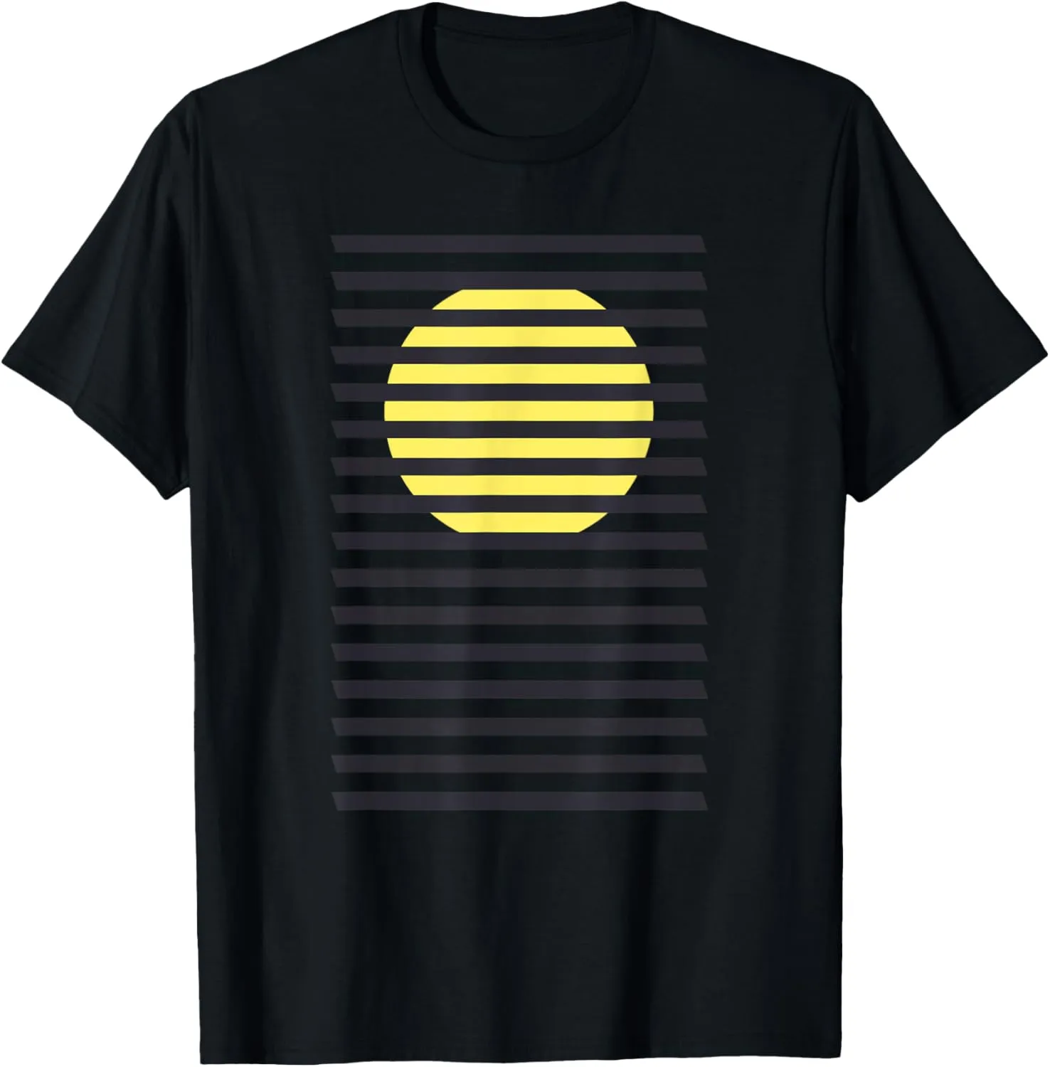 Minimalist Striped Rising Sun Design, Bauhaus Geometric Sun T-Shirt