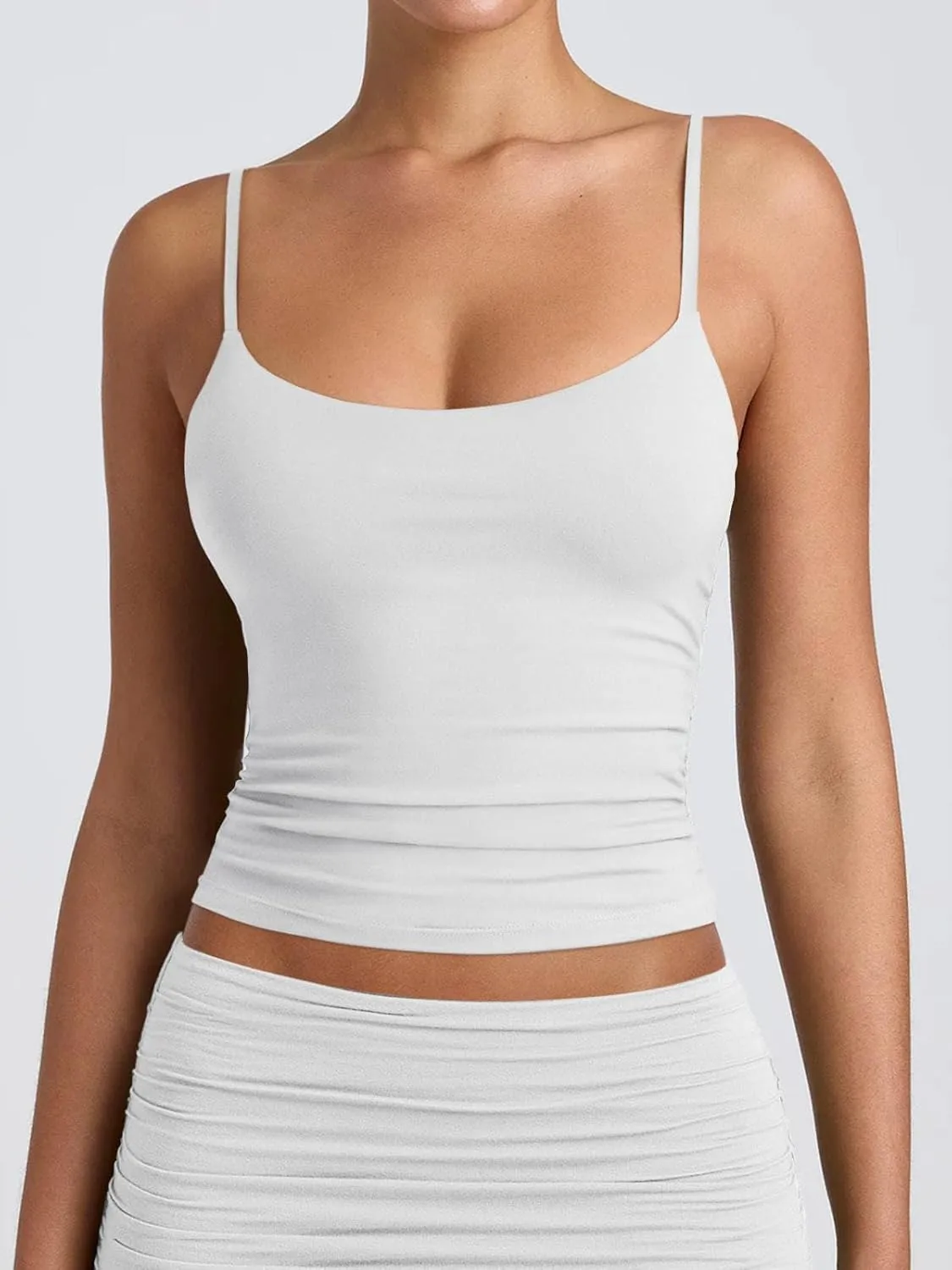 PINKMSTYLE Women's Basic Double Lined Scoop Neck Tank Tops Adjustable Cami Tank Summer Sleeveless Tops