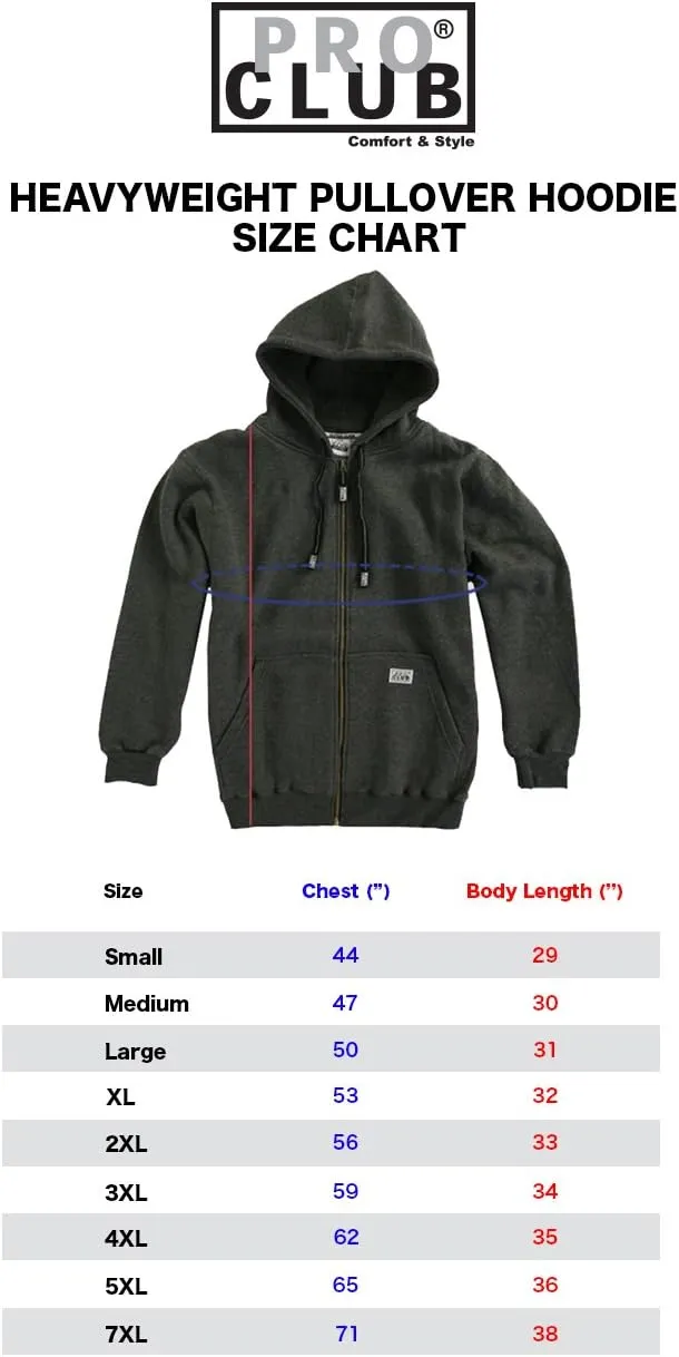 Pro Club Men's Heavyweight Full Zip Fleece Hoodie