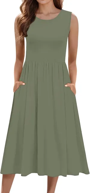 Summer Maxi Dresses for Women 2025 Sleeveless Deep V Neck Long Dresses Loose Plain Maxi Casual Vacation Dress