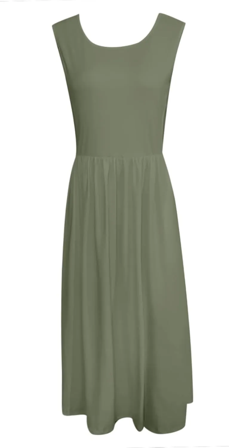 Summer Maxi Dresses for Women 2025 Sleeveless Deep V Neck Long Dresses Loose Plain Maxi Casual Vacation Dress