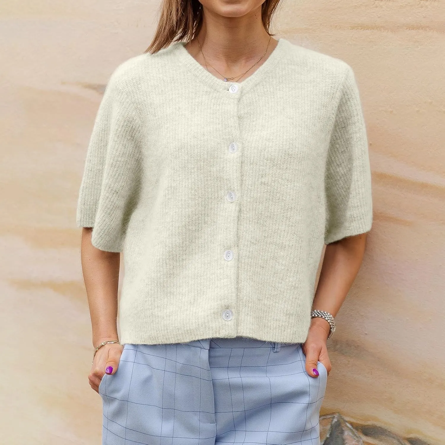Women Y2k Short Sleeve Cardigans Button Down Rib Knitted Crop Sweater Shirt Cute Knitwear Top Coquette Clothes