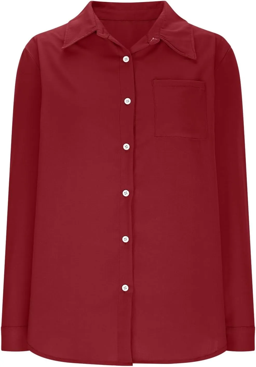 Womens Oversized Button Down Shirts Long Sleeve Cotton Linen Shirts Casual V Neck Collared Blouses Tops with Pockets