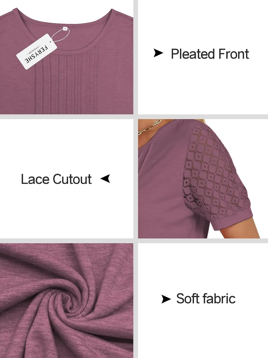 Womens Summer Tops 2025 Short Sleeve T Shirts Dressy Casual Crewneck Blouses Workout Trendy Lace Sleeve Y2K Womens Clothes