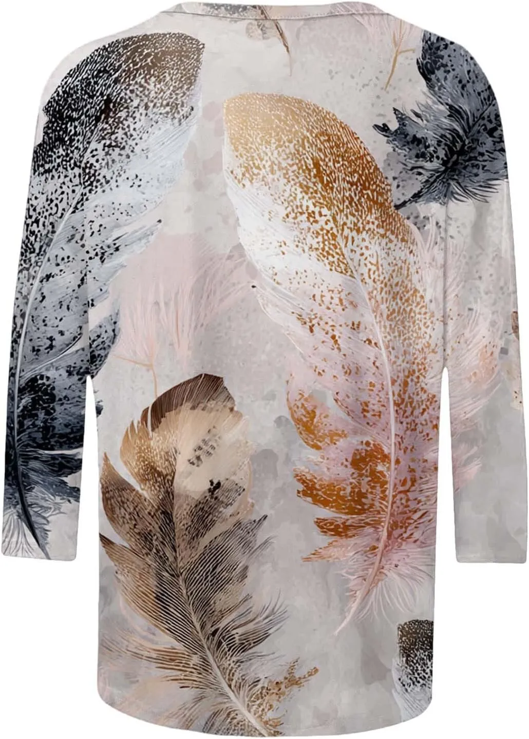 Womens Summer Tops Trendy Cute Casual Loose Floral Printed Pullover Tops Plus Size 3/4 Sleeve Crewneck Basic T Shirt